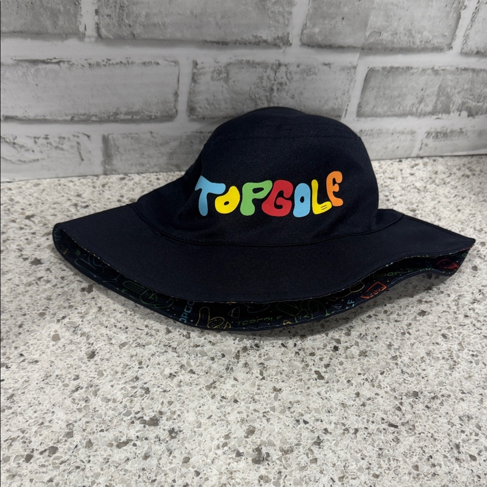 Topgolf Navy Kids Reversible Bucket Hat with Colorful Logo